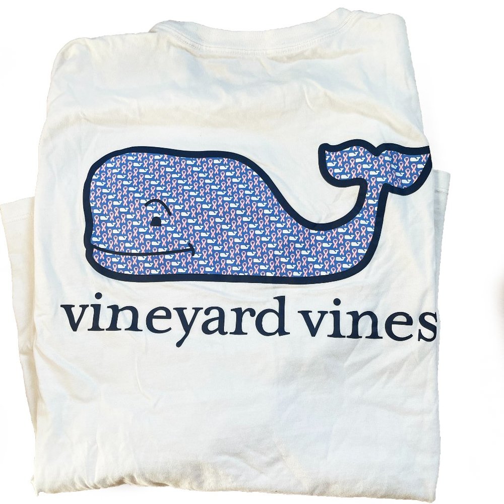 Vineyard Vines White Long Sleeve Breast Cancer Shirt